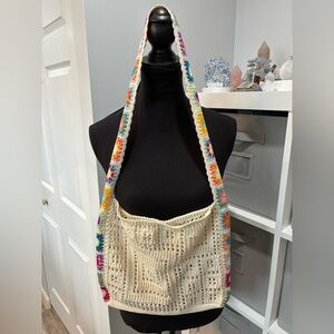 Handcrafted Cream Crochet Shoulder Bag - NWOT